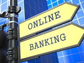 online banking roadsign directing banking options