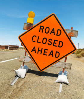 road closed sign for contingency planning