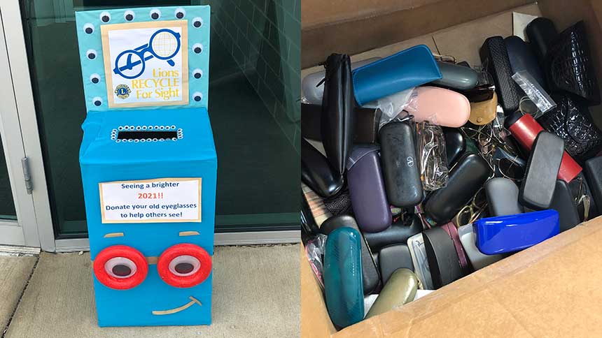 Eyeglass collection for the Lions club.