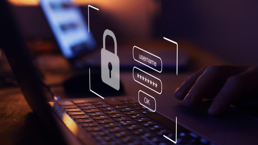 A holographic image of password security.