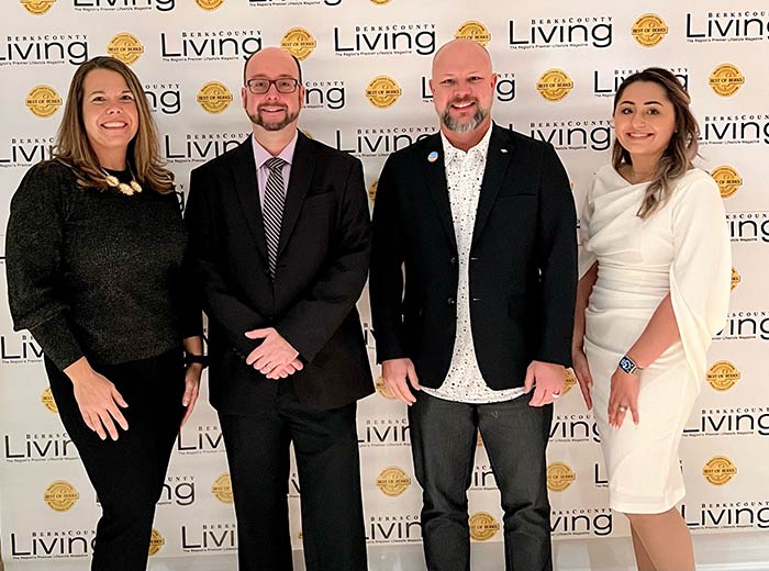 Andrea Sawchuck-Moyer, Ben Huard, Phil Fry, and Stephanie Ziegler at the Best of Berks award ceremony.