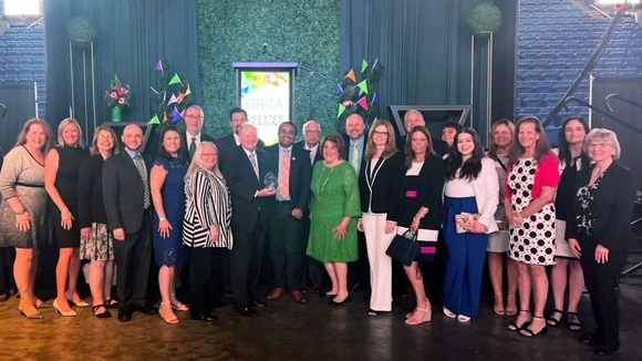 Diamond Credit Union team accepts award for the third top business in Reading, PA from the GRCA.