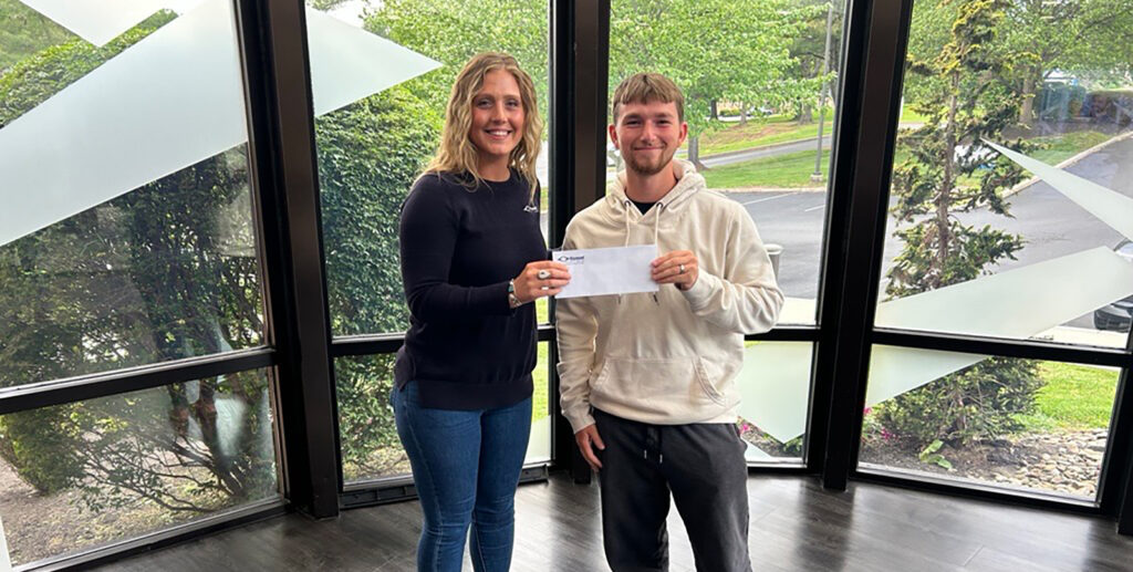 One of the recipients of our Alfred A. Panfile memorial Scholarship. This student is from Pottstown High school and is pictured receiving his award from the Pottstown Brnach Manager, Sam Wilkinson.