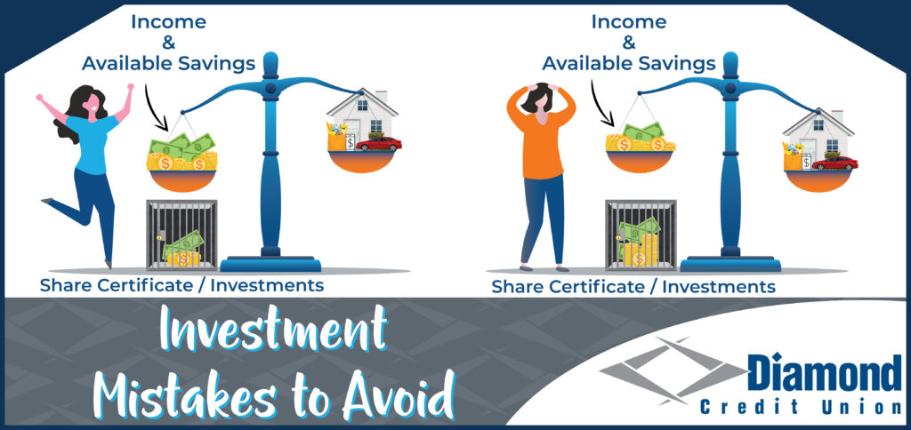 Infographic on share certificate and investment mistakes to avoid.