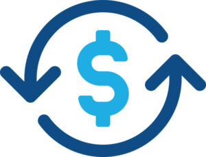 dollar sign with two arrows circling counter-clockwise.